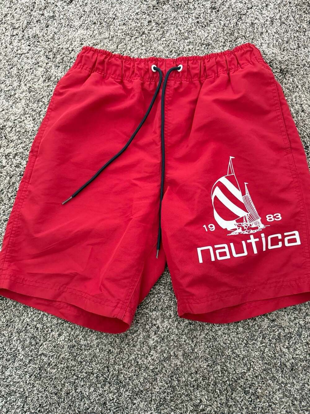 Nautica Swim Trunks Size XS Red Logo Lined Board Shorts